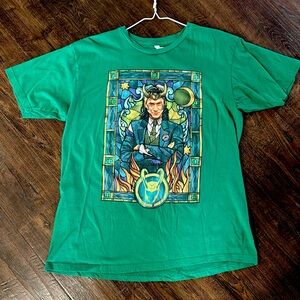 Marvel Loki stained glass t shirt Large unisex